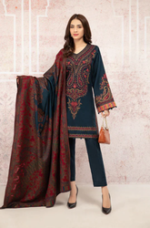 Sapphire - Winter 3PC Khaddar Embroidered Suit - SB0144